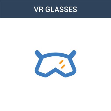 iki renkli VR gözlük konsept vektör simgesi. 2 renk Vr gözlük vektör çizimi. Beyaz arkaplanda izole edilmiş mavi ve turuncu epinefrin simgesi.