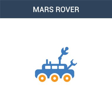 iki renkli Mars gezgini konsept vektör ikonu. 2 renk Mars gezgin vektör çizimi. Beyaz arkaplanda izole edilmiş mavi ve turuncu epinefrin simgesi.