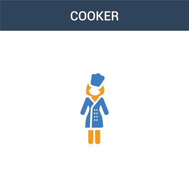 iki renkli Cooker konsept vektör ikonu. 2 renkli Cooker vektör çizimi. Beyaz arkaplanda izole edilmiş mavi ve turuncu epinefrin simgesi.