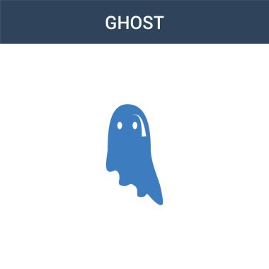 iki renkli Hayalet konsept vektör simgesi. 2 renk Hayalet vektör çizimi. Beyaz arkaplanda izole edilmiş mavi ve turuncu epinefrin simgesi.