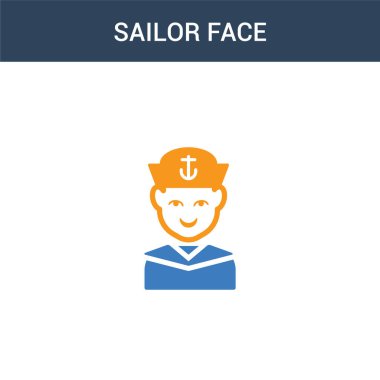 İki renkli denizci yüz konsept vektör simgesi. 2 renk Denizci yüz vektör çizimi. Beyaz arkaplanda izole edilmiş mavi ve turuncu epinefrin simgesi.