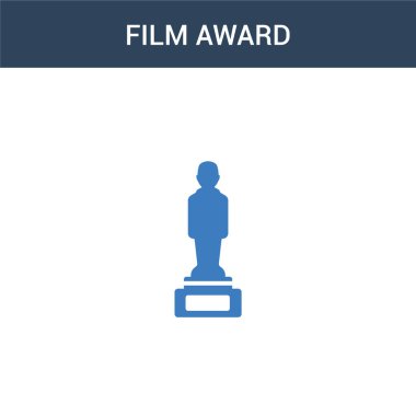 iki renkli film ödülü konsept vektör ikonu. 2 renkli film ödüllü vektör illüstrasyonu. Beyaz arkaplanda izole edilmiş mavi ve turuncu epinefrin simgesi.