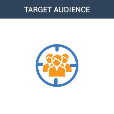 iki renkli hedef izleyici konsepti vektör simgesi. 2 renk hedef kitle vektör illüstrasyonu. Beyaz arkaplanda izole edilmiş mavi ve turuncu epinefrin simgesi.