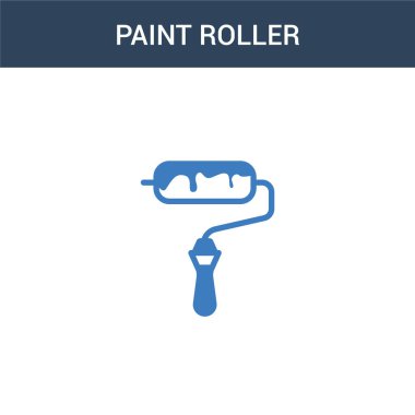 iki renkli boya silindiri konsept vektör simgesi. 2 renk Paint Roller vektör çizimi. Beyaz arkaplanda izole edilmiş mavi ve turuncu epinefrin simgesi.