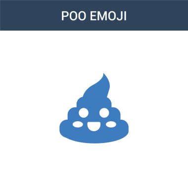 İki renkli Poo emoji konsept vektör simgesi. 2 renk Poo emoji vektör çizimi. Beyaz arkaplanda izole edilmiş mavi ve turuncu epinefrin simgesi.