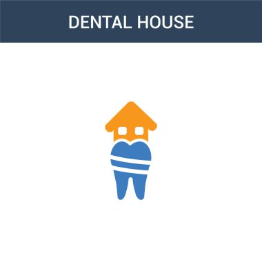 İki renkli Dişçi Evi konsept vektör simgesi. 2 renk Dişçi Evi vektör çizimi. Beyaz arkaplanda izole edilmiş mavi ve turuncu epinefrin simgesi.