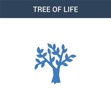 İki renkli Yaşam Ağacı konsept vektör simgesi. 2 renk Hayat Ağacı vektör çizimi. Beyaz arkaplanda izole edilmiş mavi ve turuncu epinefrin simgesi.