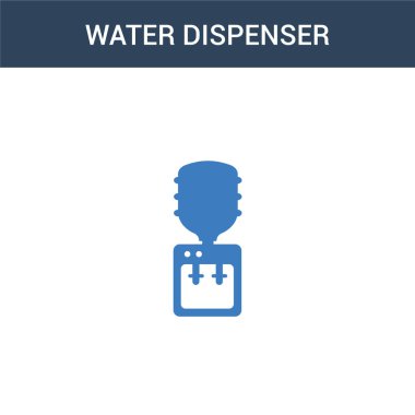 iki renkli su dağıtıcı konsept vektör ikonu. 2 renk su dağıtıcı vektör çizimi. Beyaz arkaplanda izole edilmiş mavi ve turuncu epinefrin simgesi.