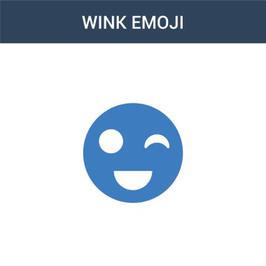 İki renkli Wink emoji konsept vektör simgesi. 2 renk Wink emoji vektör çizimi. Beyaz arkaplanda izole edilmiş mavi ve turuncu epinefrin simgesi.