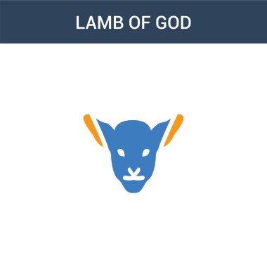 İki renkli Tanrının Kuzusu konsept vektör ikonu. Tanrı 'nın 2 renkli Lamb vektör çizimi. Beyaz arkaplanda izole edilmiş mavi ve turuncu epinefrin simgesi.