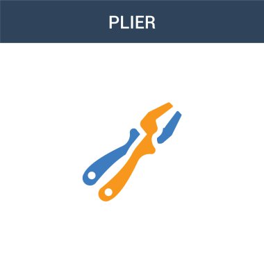 iki renkli Plier konsept vektör simgesi. 2 renk Plier vektör illüstrasyonu. Beyaz arkaplanda izole edilmiş mavi ve turuncu epinefrin simgesi.