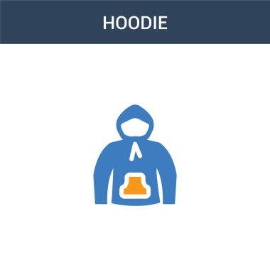 iki renkli kapüşonlu konsept vektör ikonu. 2 renk kapüşonlu vektör çizimi. Beyaz arkaplanda izole edilmiş mavi ve turuncu epinefrin simgesi.