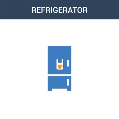 iki renkli buzdolabı konsept vektör ikonu. 2 renk buzdolabı vektör çizimi. Beyaz arkaplanda izole edilmiş mavi ve turuncu epinefrin simgesi.