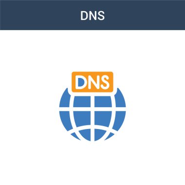 İki renkli Dns konsept vektör simgesi. 2 renk Dns vektör çizimi. Beyaz arkaplanda izole edilmiş mavi ve turuncu epinefrin simgesi.