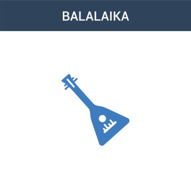 iki renkli Balalaika konsept vektör simgesi. 2 renk Balalaika vektör çizimi. Beyaz arkaplanda izole edilmiş mavi ve turuncu epinefrin simgesi.