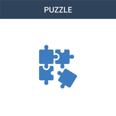 iki renkli yapboz konsept vektör simgesi. 2 renk Bulmaca vektör çizimi. Beyaz arkaplanda izole edilmiş mavi ve turuncu epinefrin simgesi.