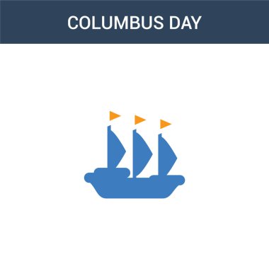 İki renkli Kolomb Günü konsept vektör simgesi. 2 renk Columbus Günü vektör illüstrasyonu. Beyaz arkaplanda izole edilmiş mavi ve turuncu epinefrin simgesi.