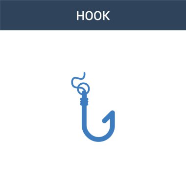 İki renkli Kanca konsept vektör simgesi. 2 renk Kanca vektör çizimi. Beyaz arkaplanda izole edilmiş mavi ve turuncu epinefrin simgesi.