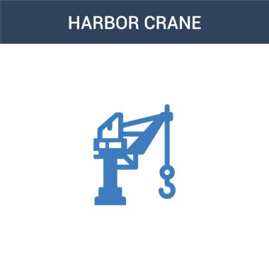 iki renkli Harbor vinç konsept vektör simgesi. 2 renk Harbor vinç vektör çizimi. Beyaz arkaplanda izole edilmiş mavi ve turuncu epinefrin simgesi.