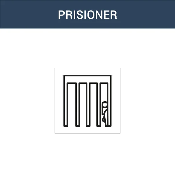 Дві Кольорові Піктограми Концепції Prisioner Кольорові Векторні Ілюстрації Prisioner Ізольована — стоковий вектор