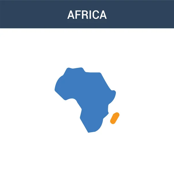 两个彩色的非洲概念矢量图标 非洲2色矢量图解 白色背景上孤立的蓝色和橙色大脑图标 — 图库矢量图片