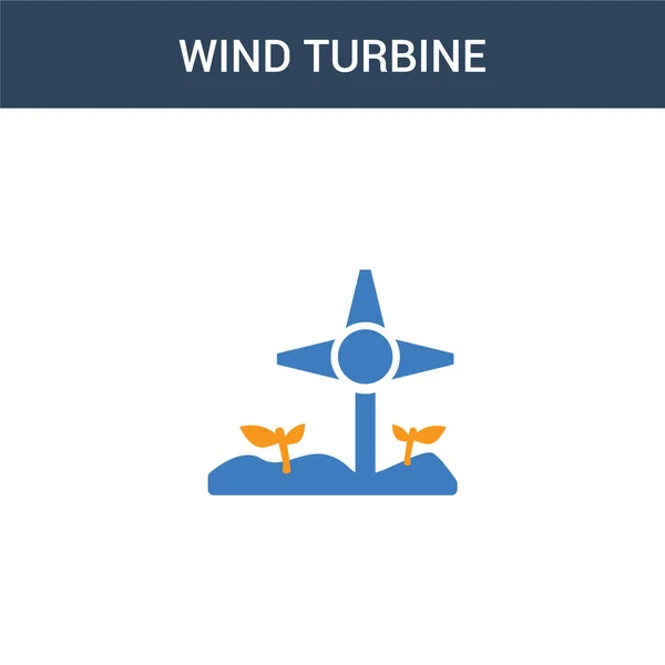 Dois Colorido Conceito Turbina Eólica Vetor Ícone Cor Eólica Turbina —  Vetores de Stock