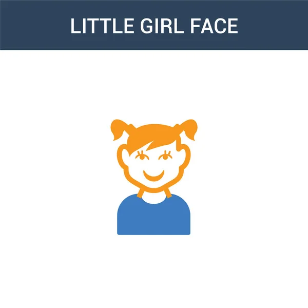 2色の女の子の顔のコンセプトベクトルアイコン 2色の女の子の顔ベクトルイラスト 白の背景に青とオレンジの葉のアイコンがあり — ストックベクタ