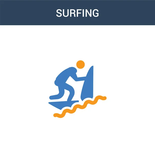 two colored Surfing concept vector icon. 2 color Surfing vector illustration. isolated blue and orange eps icon on white background.