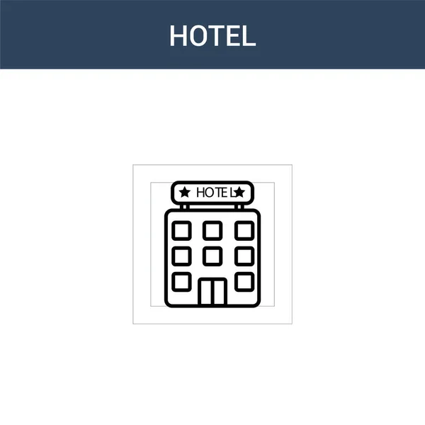 Twee Gekleurde Hotel Concept Vector Icoon Kleuren Hotel Vector Illustratie — Stockvector