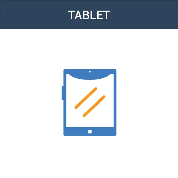 Dua Ikon Konsep Vektor Tablet Berwarna Ilustrasi Vektor Tablet Warna - Stok Vektor
