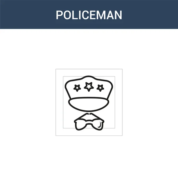 Two Colored Policeman Concept Vector Icon Color Policeman Vector Illustration — Stock Vector