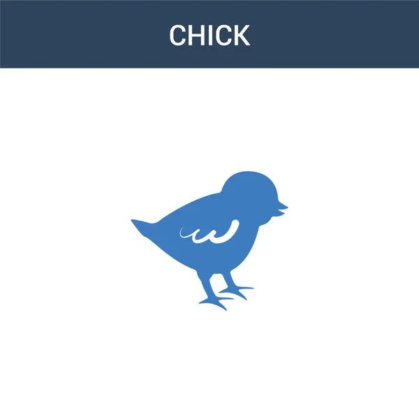 Zweifarbiges Küken Konzept Vektorsymbol Farbige Chick Vektor Illustration Isoliertes Blaues — Stockvektor