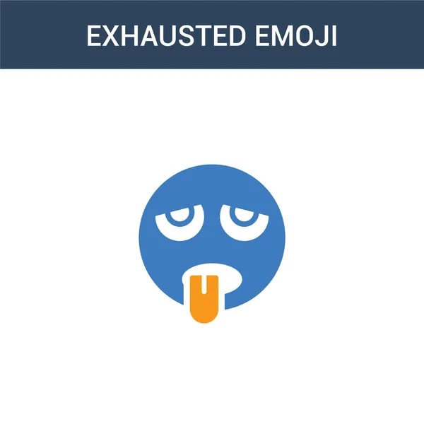 Due Colorati Exhausted Emoji Concept Vector Icon Illustrazione Vettoriale Emoji — Vettoriale Stock