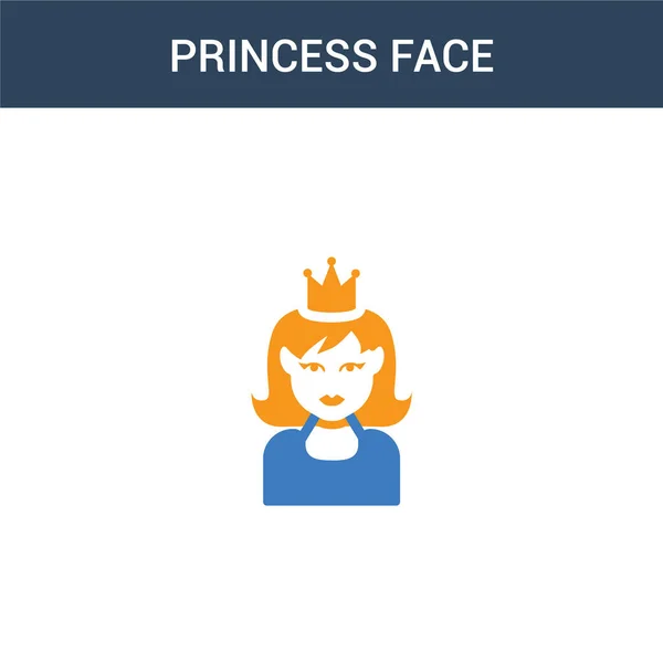 Deux Princesse Couleur Visage Concept Vectoriel Icône Illustration Vectorielle Visage — Image vectorielle