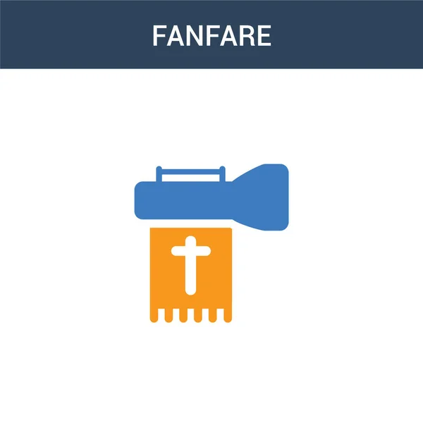Δύο Χρωματιστές Fanfare Έννοια Διάνυσμα Εικονίδιο Έγχρωμη Διανυσματική Απεικόνιση Fanfare — Διανυσματικό Αρχείο