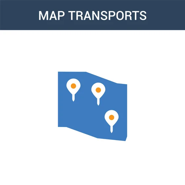 Dos Colores Mapa Transporta Icono Vector Concepto Color Mapa Transporta — Archivo Imágenes Vectoriales