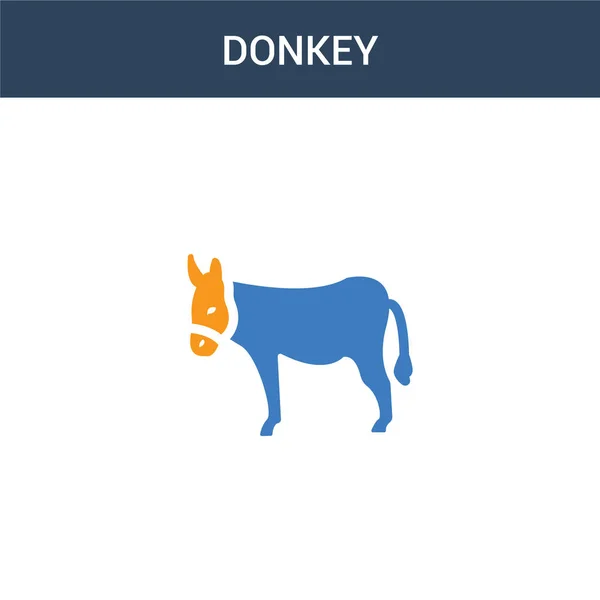Twee Gekleurde Donkey Concept Vector Icoon Kleuren Donkey Vector Illustratie — Stockvector