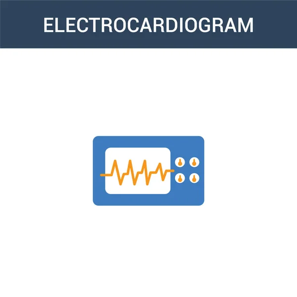 Two Colored Electrocardiogram Concept Vector Icon Color Electrocardiogram Vector Illustration — Stock Vector