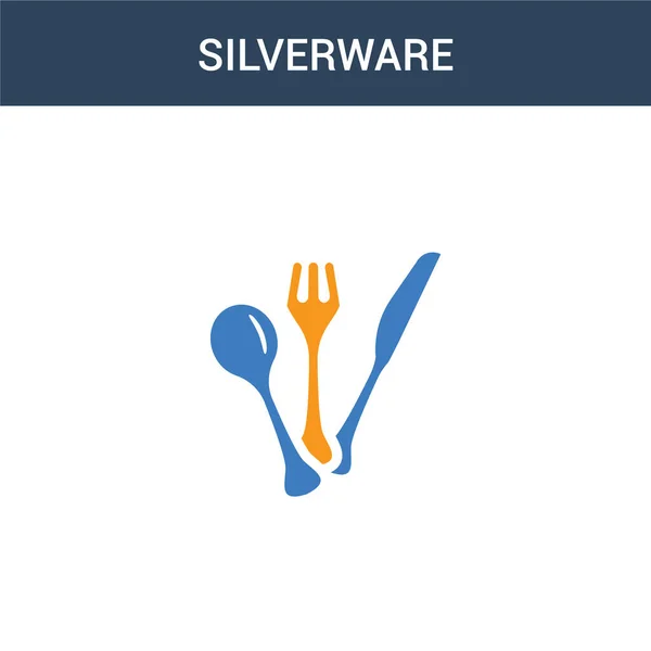 Zweifarbiges Silverware Konzeptvektorsymbol Farbige Silverware Vektorillustration Isoliertes Blaues Und Orangefarbenes — Stockvektor