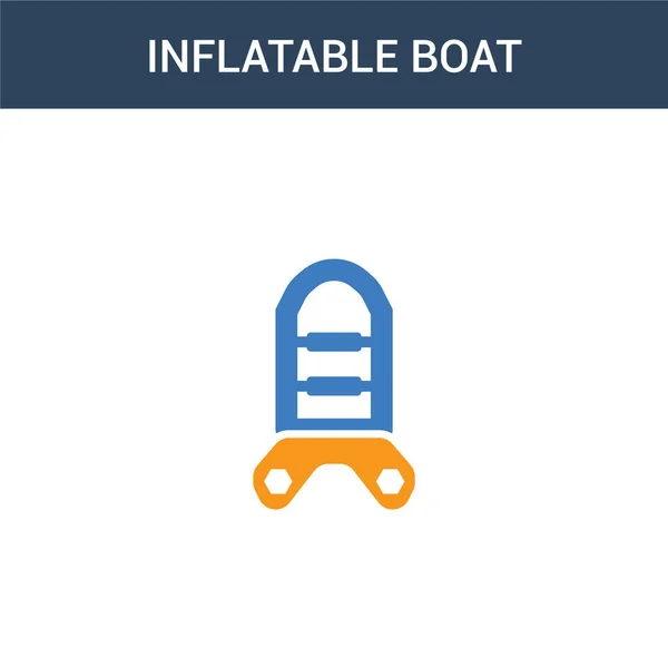 Twee Gekleurde Opblaasbare Boot Concept Vector Icoon Kleuren Opblaasbare Boot — Stockvector