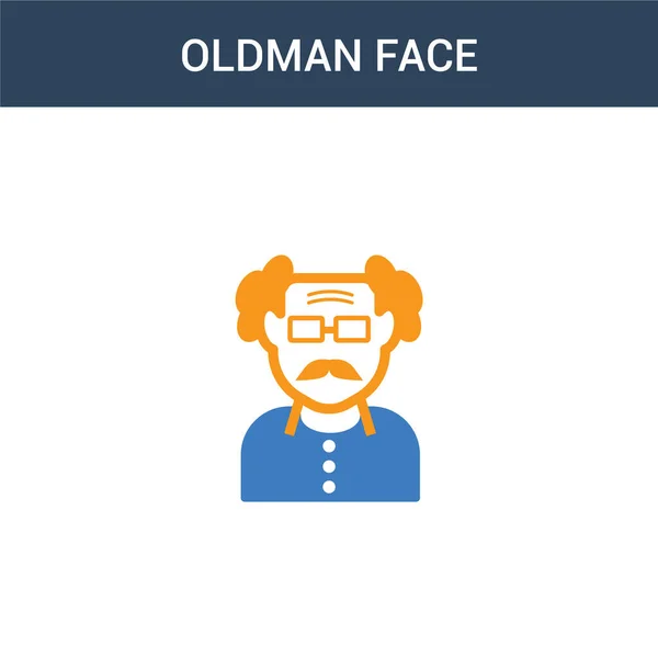 Deux Couleurs Oldman Visage Concept Vectoriel Icône Illustration Vectorielle Visage — Image vectorielle