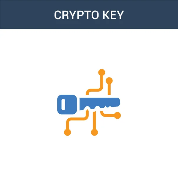 Zweifarbiges Kryptoschlüssel Konzept Vektor Symbol Farbige Krypto Schlüsselvektorillustration Isoliertes Blaues — Stockvektor