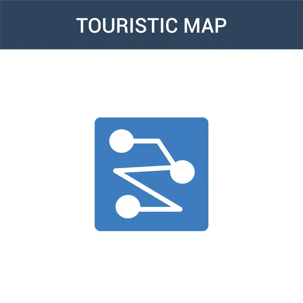 Dois Colorido Ícone Vetor Conceito Mapa Turístico Cores Ilustração Vetorial — Vetor de Stock