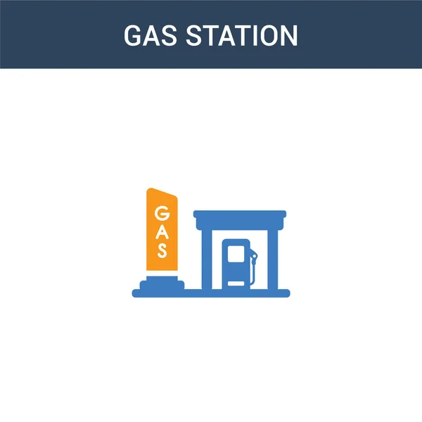 Two Colored Gas Station Concept Vector Icon Color Gas Station — Stock Vector