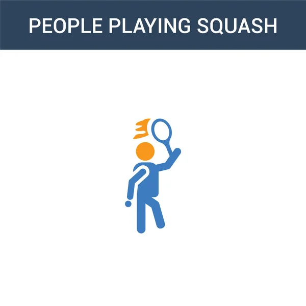 Dos Personas Color Jugando Squash Icono Vector Concepto Personas Color — Vector de stock