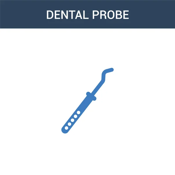 Twee Gekleurde Dental Probe Concept Vector Icoon Kleuren Dental Probe — Stockvector