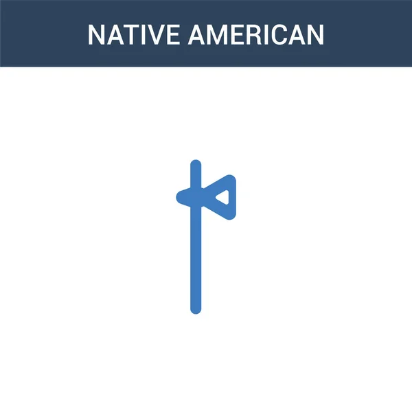 Dois Colorido Nativo Americano Tomahawk Conceito Vetor Ícone Cor Native — Vetor de Stock