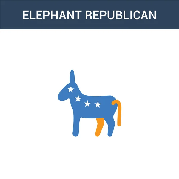 Twee Gekleurde Elephant Republikeinse Concept Vector Icoon Kleuren Olifant Republikeinse — Stockvector