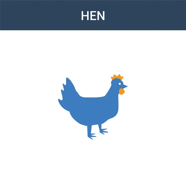 Twee Gekleurde Hen Concept Vector Icoon Kleuren Hen Vector Illustratie — Stockvector