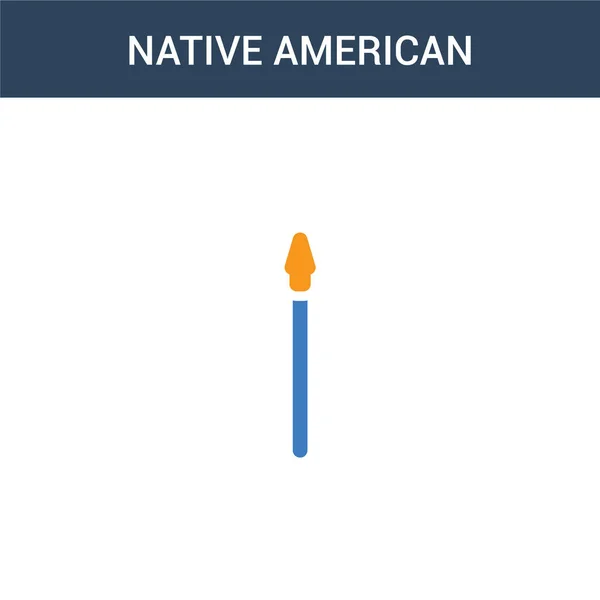 Dois Colorido Nativo Americano Spear Conceito Vetor Ícone Cor Native — Vetor de Stock